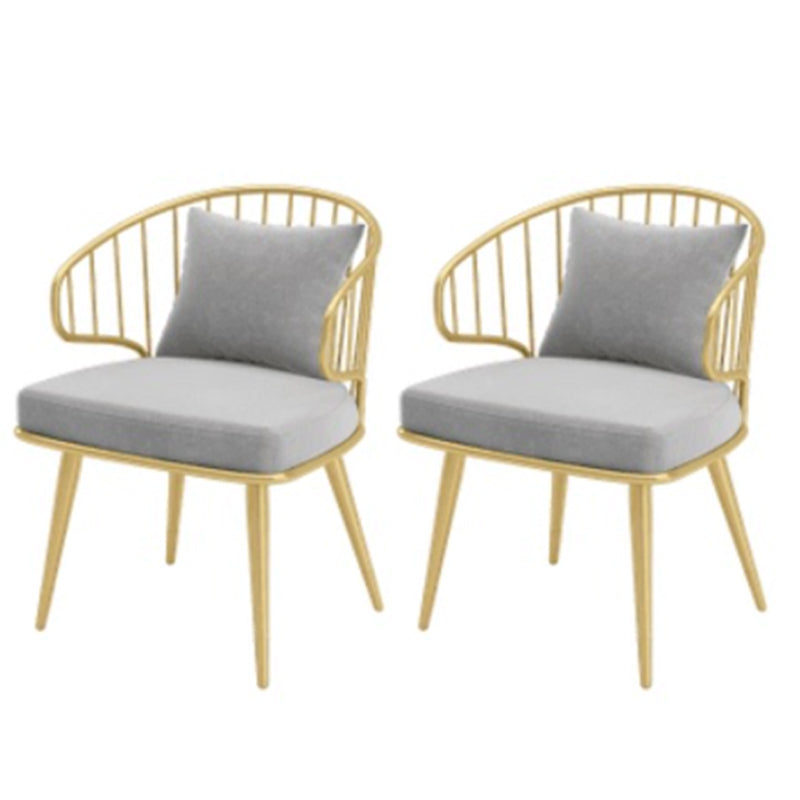 Metal Arm Chair Glam Style Windsor Back Dining Chair for Dining Room