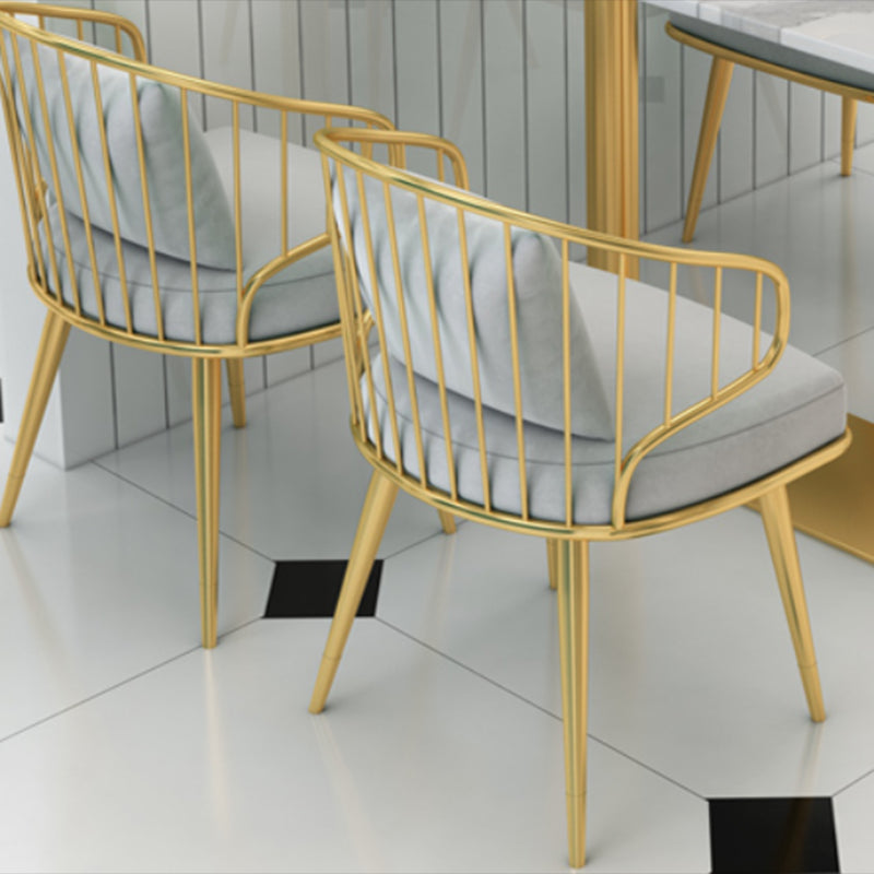 Metal Arm Chair Glam Style Windsor Back Dining Chair for Dining Room