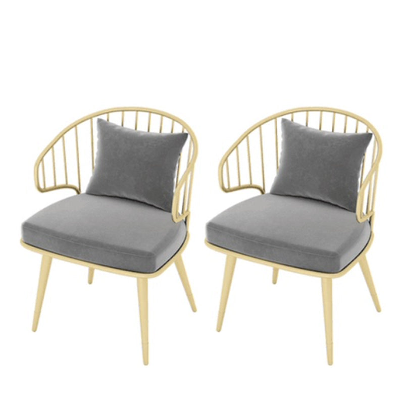 Metal Arm Chair Glam Style Windsor Back Dining Chair for Dining Room