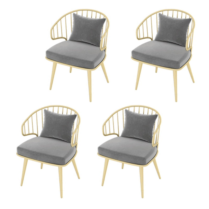 Metal Arm Chair Glam Style Windsor Back Dining Chair for Dining Room