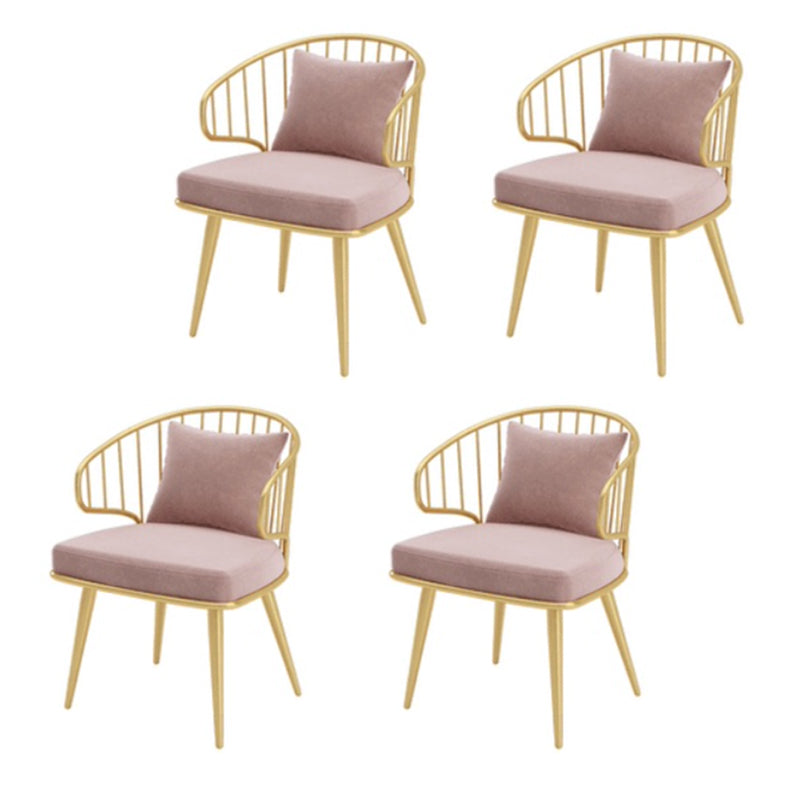 Metal Arm Chair Glam Style Windsor Back Dining Chair for Dining Room