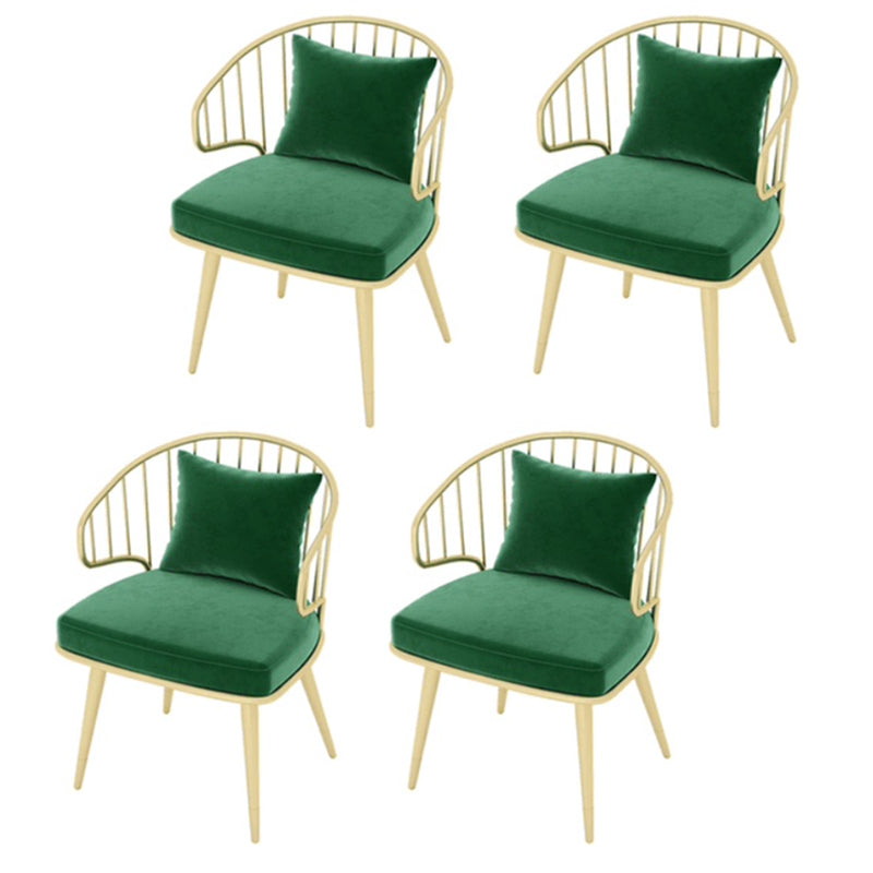 Metal Arm Chair Glam Style Windsor Back Dining Chair for Dining Room