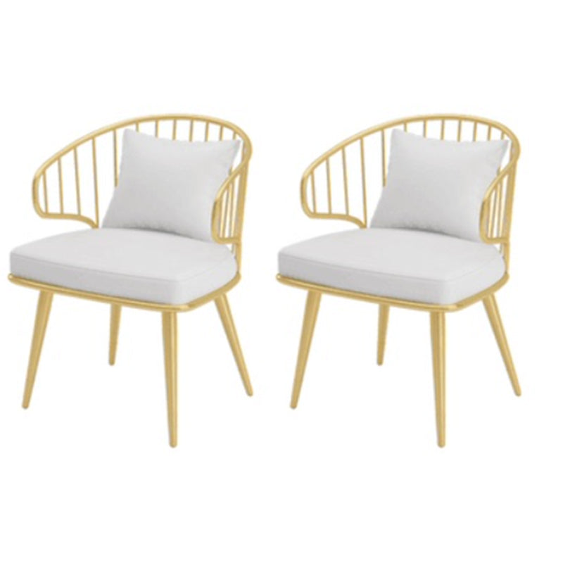 Metal Arm Chair Glam Style Windsor Back Dining Chair for Dining Room