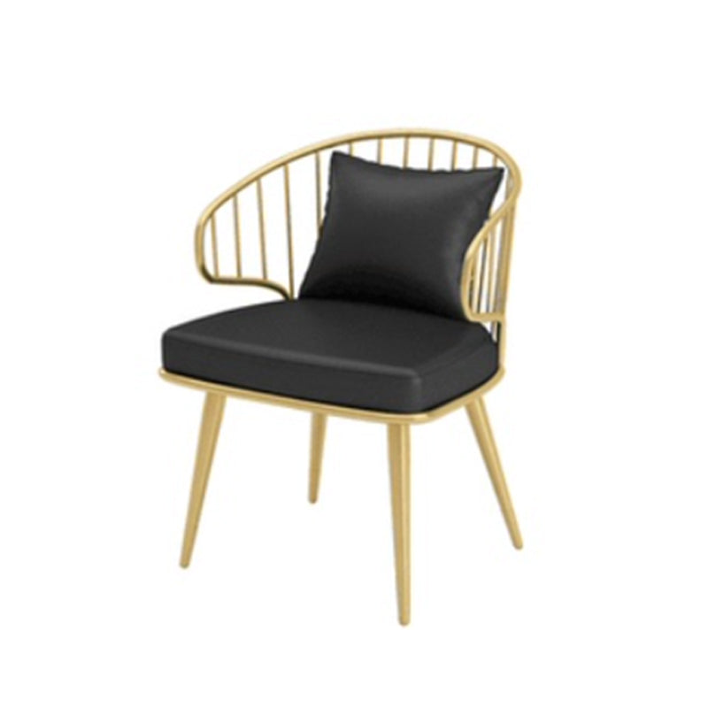 Metal Arm Chair Glam Style Windsor Back Dining Chair for Dining Room