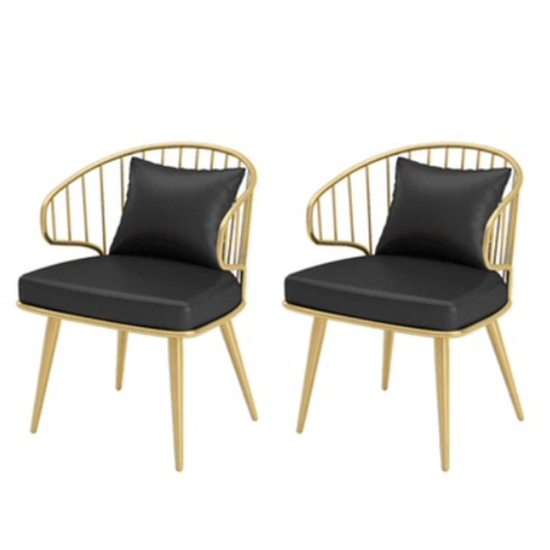 Metal Arm Chair Glam Style Windsor Back Dining Chair for Dining Room