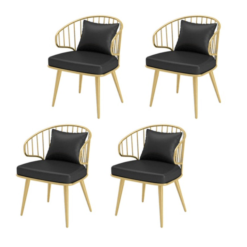 Metal Arm Chair Glam Style Windsor Back Dining Chair for Dining Room