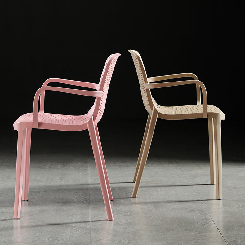 Modern Plastic Contemporary Kitchen Chair Arm Solid Back Dining Room Chair