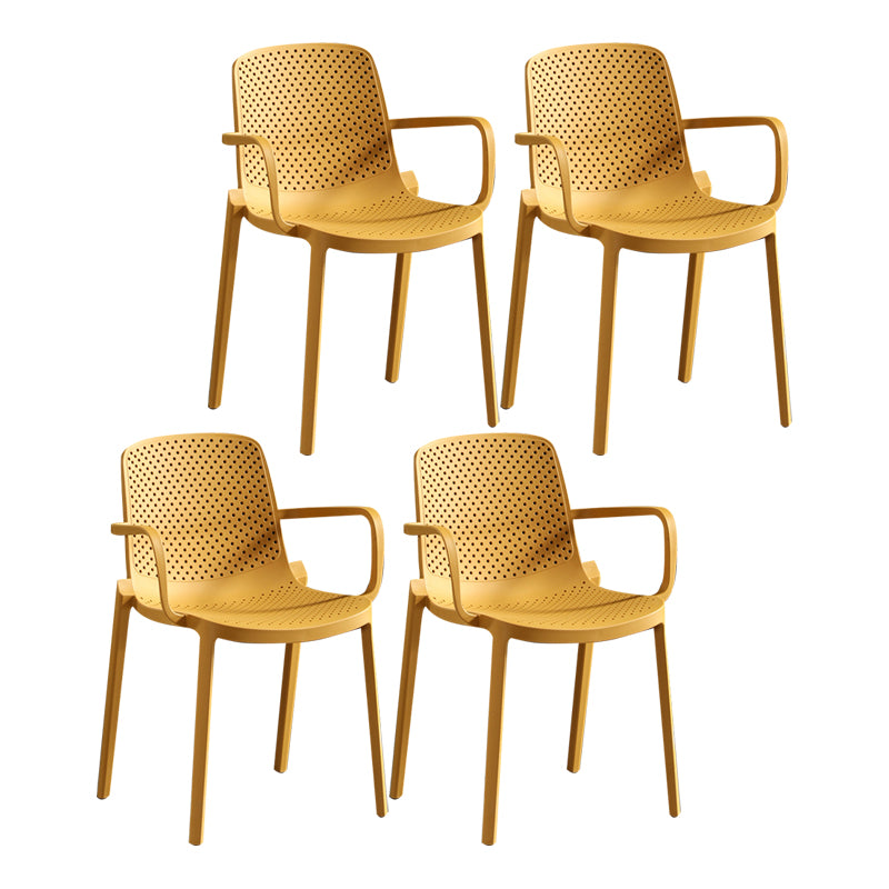 Modern Plastic Contemporary Kitchen Chair Arm Solid Back Dining Room Chair