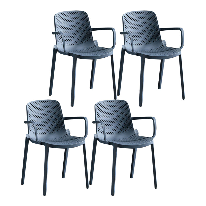 Modern Plastic Contemporary Kitchen Chair Arm Solid Back Dining Room Chair