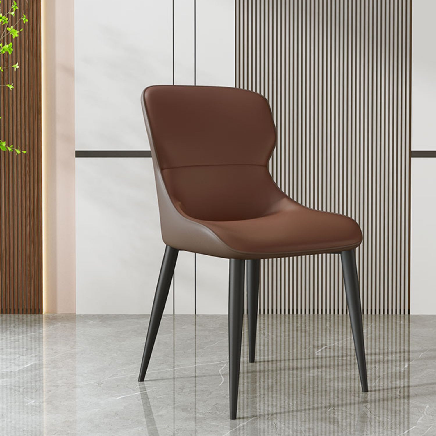 Modern Parsons Side Chair Leather Indoor Dining Chair (Set of 2)