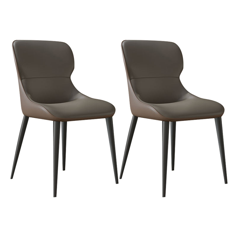 Modern Parsons Side Chair Leather Indoor Dining Chair (Set of 2)