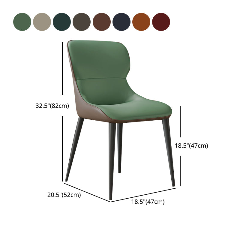 Modern Parsons Side Chair Leather Indoor Dining Chair (Set of 2)