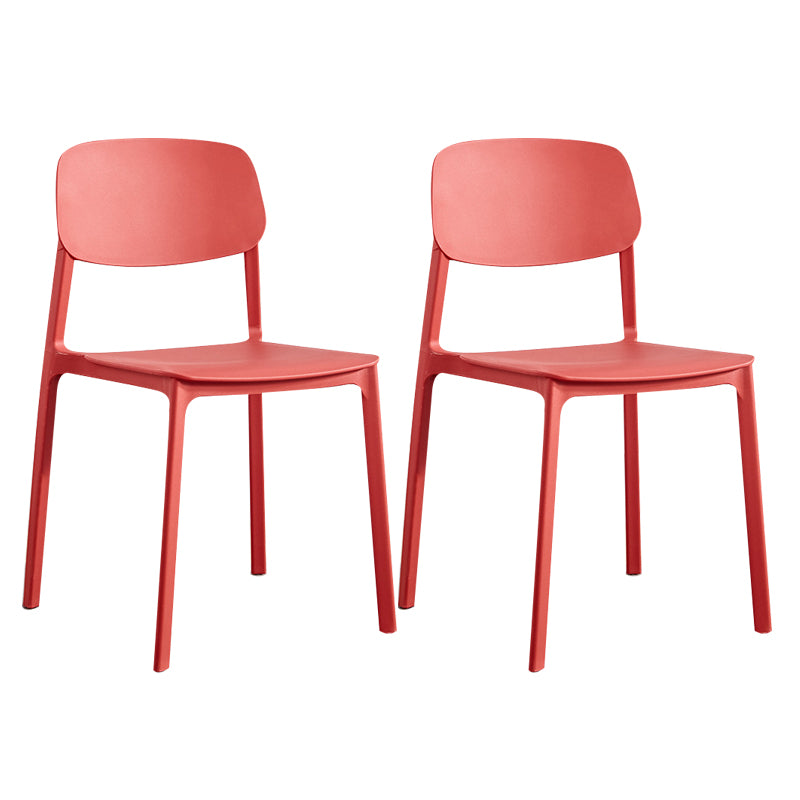 Plastic Contemporary Kitchen Dining Chair Armless Open Back Chair