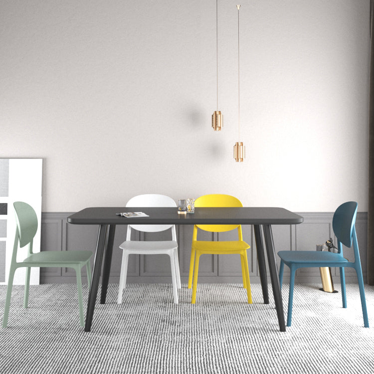 Plastic Contemporary Kitchen Dining Chair Armless Open Back Chair