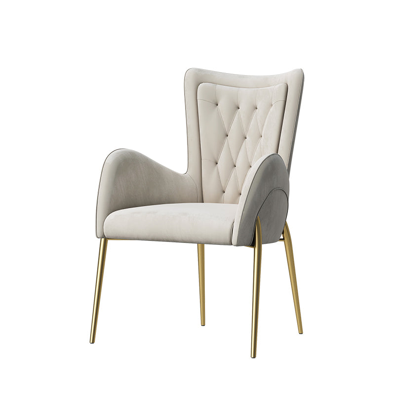 Glam Style Dining Arm Chair Upholstered Dining Chair for Dining Room