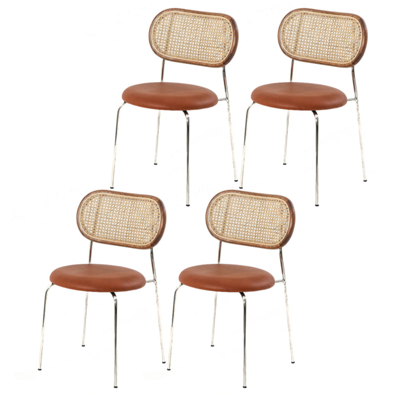 Modern Style PU Leather Chair Cane Back Armless Dining Chair for Home