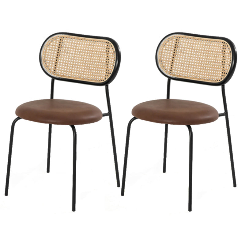 Modern Style PU Leather Chair Cane Back Armless Dining Chair for Home