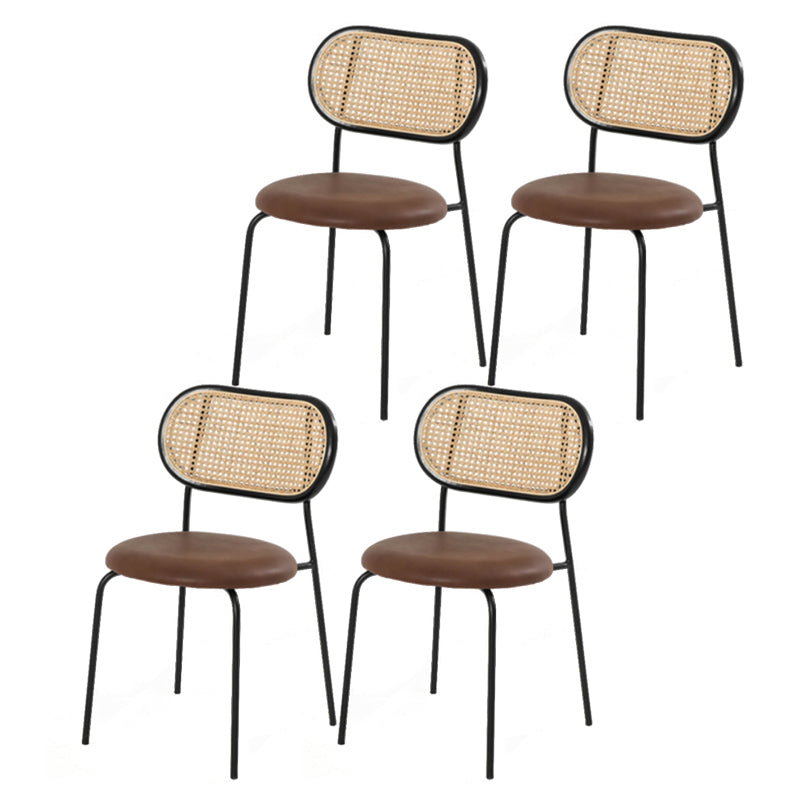 Modern Style PU Leather Chair Cane Back Armless Dining Chair for Home