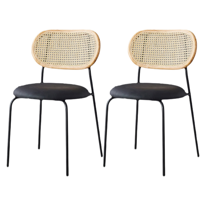 Modern Style PU Leather Chair Cane Back Armless Dining Chair for Home