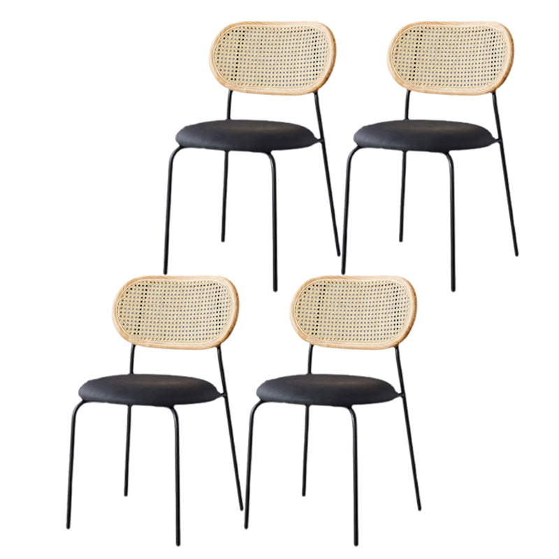 Modern Style PU Leather Chair Cane Back Armless Dining Chair for Home