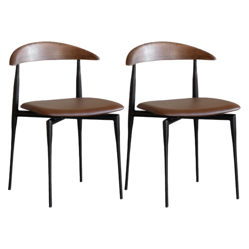 Modern Style Faux Leather Chair Open Back Armless Dining Chair