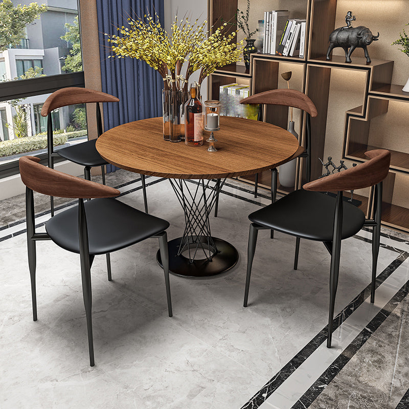 Modern Style Faux Leather Chair Open Back Armless Dining Chair