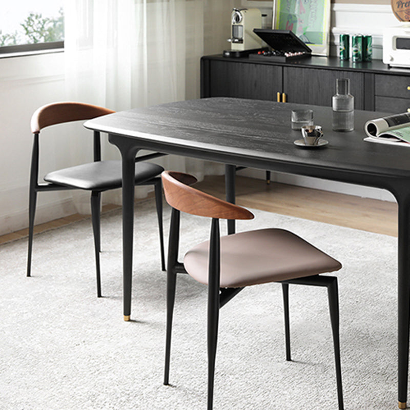 Modern Style Faux Leather Chair Open Back Armless Dining Chair