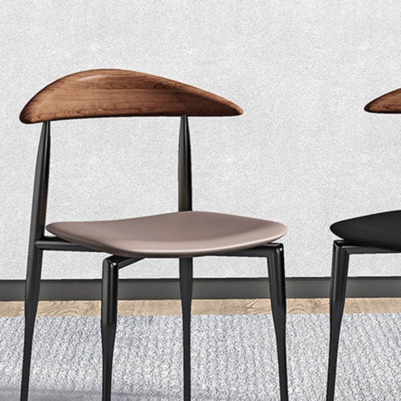 Modern Style Faux Leather Chair Open Back Armless Dining Chair