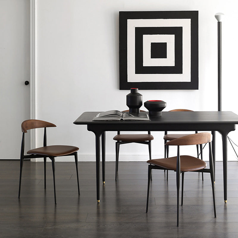 Modern Style Faux Leather Chair Open Back Armless Dining Chair
