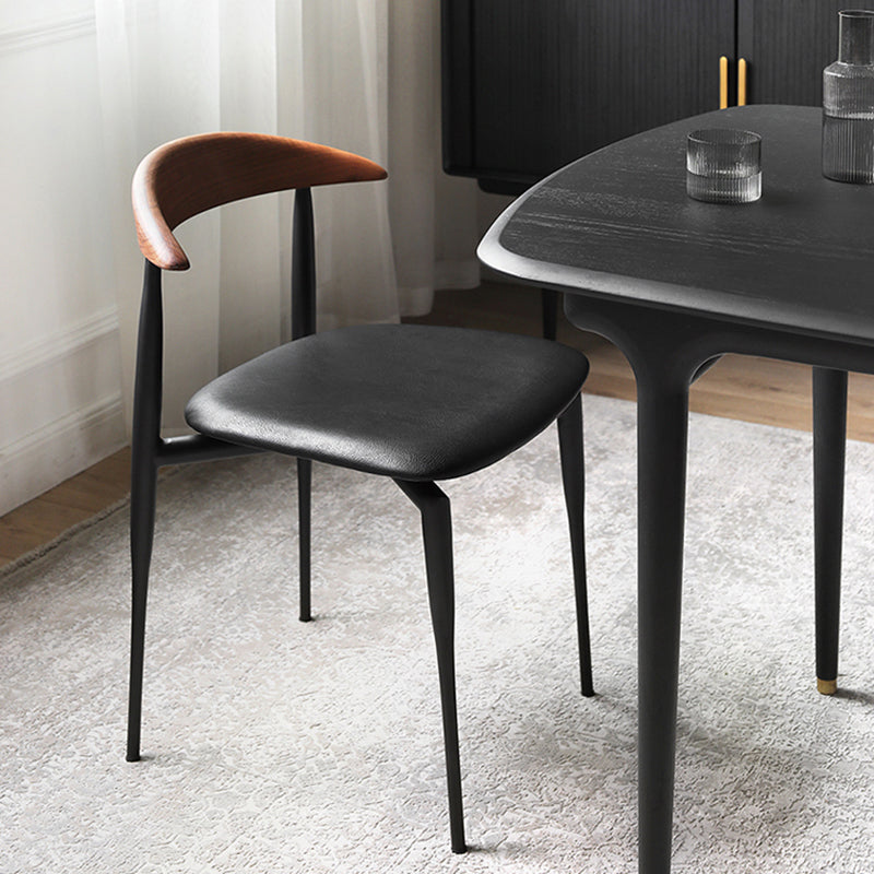 Modern Style Faux Leather Chair Open Back Stackable Dining Chair
