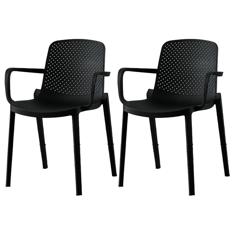 Plastic Contemporary Kitchen Dining Chair Arm Solid Back Chair