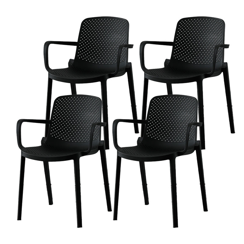Plastic Contemporary Kitchen Dining Chair Arm Solid Back Chair