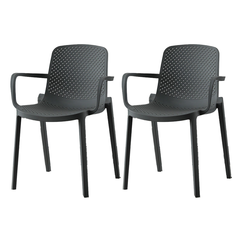 Plastic Contemporary Kitchen Dining Chair Arm Solid Back Chair
