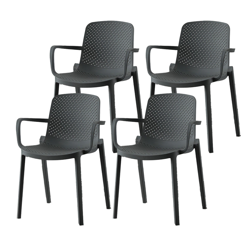 Plastic Contemporary Kitchen Dining Chair Arm Solid Back Chair