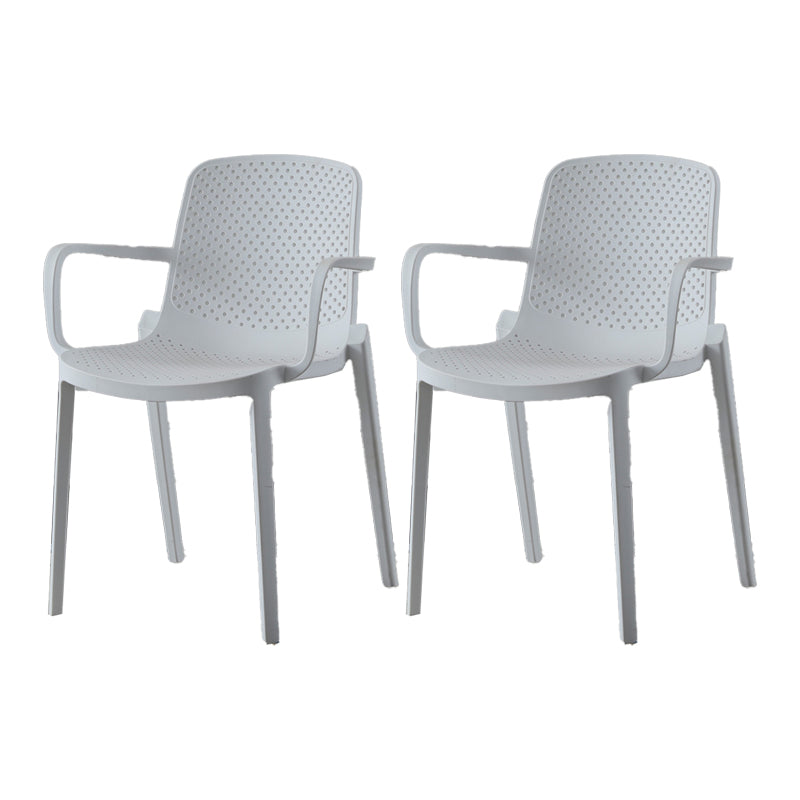 Plastic Contemporary Kitchen Dining Chair Arm Solid Back Chair