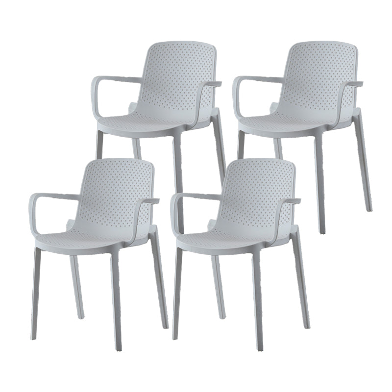 Plastic Contemporary Kitchen Dining Chair Arm Solid Back Chair