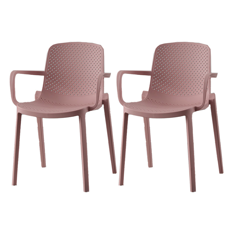 Plastic Contemporary Kitchen Dining Chair Arm Solid Back Chair