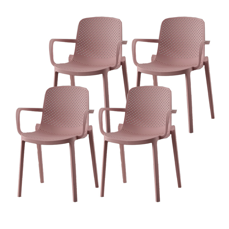 Plastic Contemporary Kitchen Dining Chair Arm Solid Back Chair
