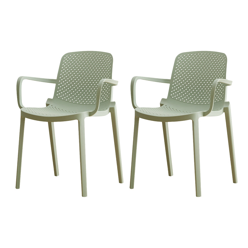 Plastic Contemporary Kitchen Dining Chair Arm Solid Back Chair