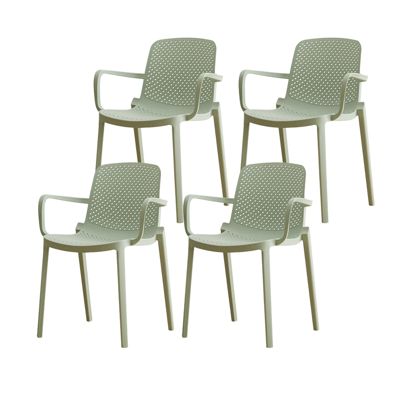Plastic Contemporary Kitchen Dining Chair Arm Solid Back Chair