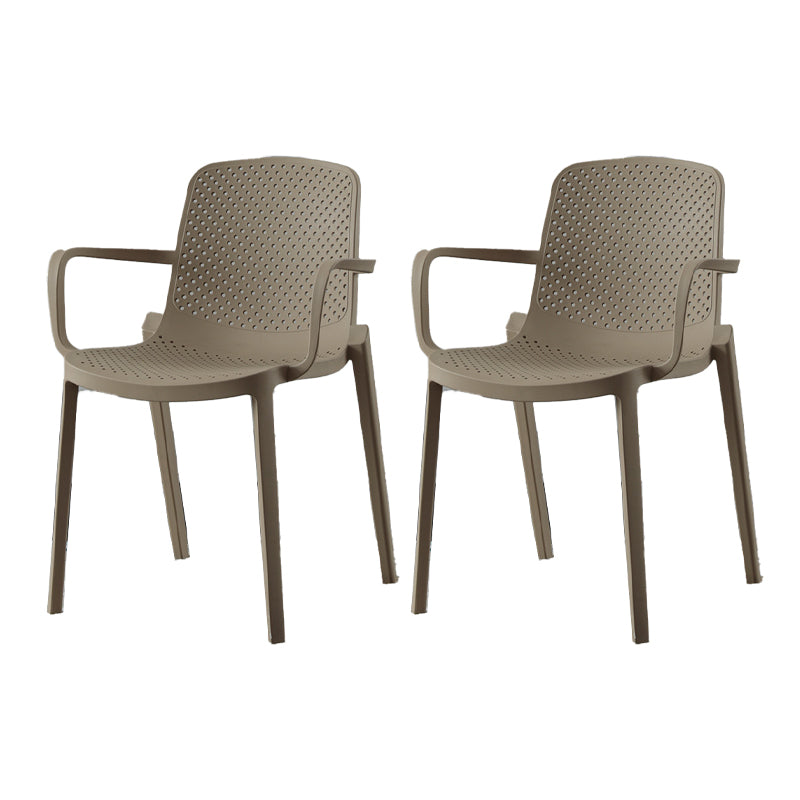 Plastic Contemporary Kitchen Dining Chair Arm Solid Back Chair