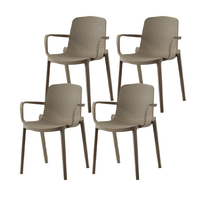 Plastic Contemporary Kitchen Dining Chair Arm Solid Back Chair