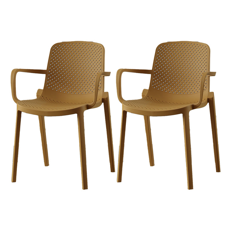 Plastic Contemporary Kitchen Dining Chair Arm Solid Back Chair