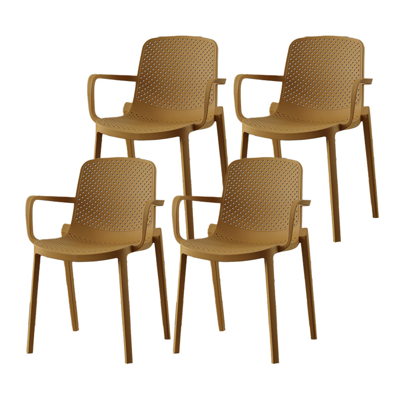 Plastic Contemporary Kitchen Dining Chair Arm Solid Back Chair