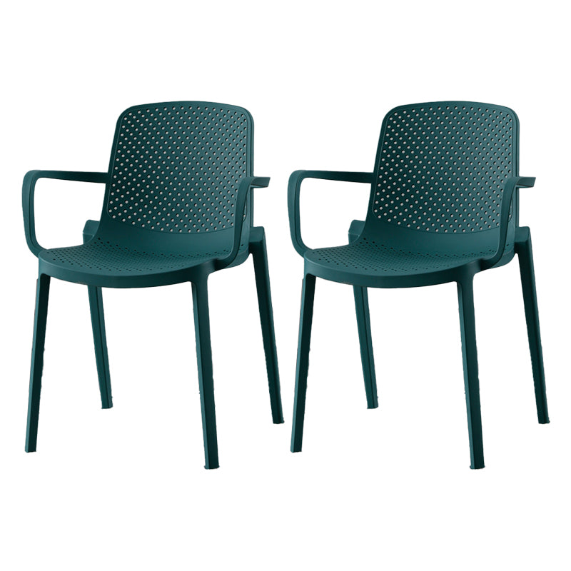 Plastic Contemporary Kitchen Dining Chair Arm Solid Back Chair