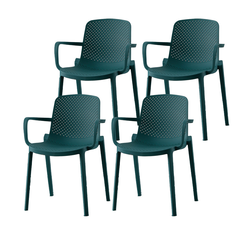 Plastic Contemporary Kitchen Dining Chair Arm Solid Back Chair