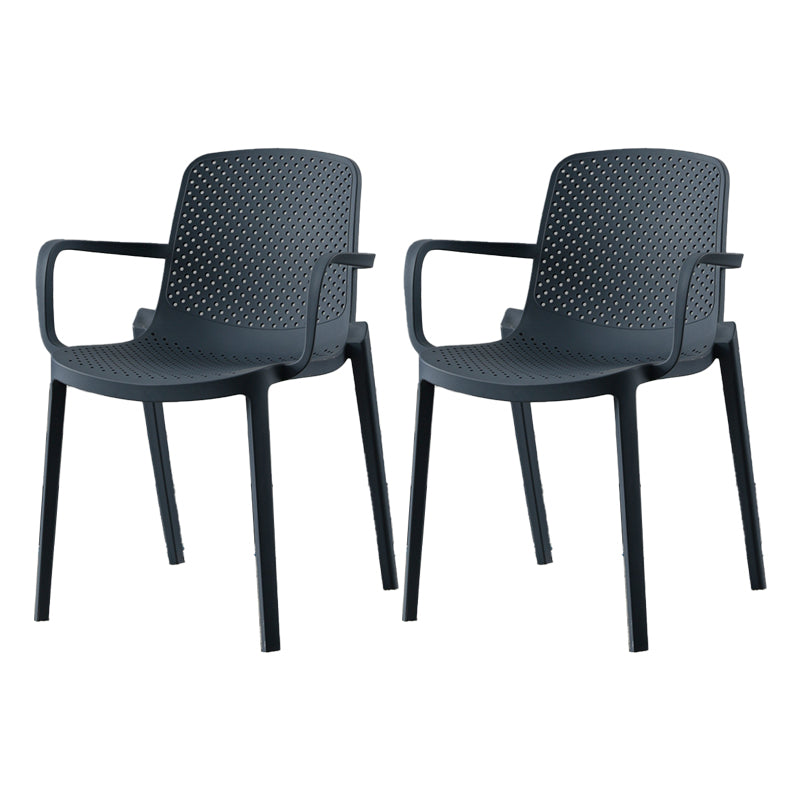 Plastic Contemporary Kitchen Dining Chair Arm Solid Back Chair