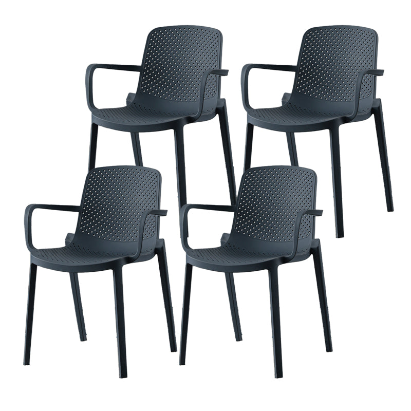 Plastic Contemporary Kitchen Dining Chair Arm Solid Back Chair