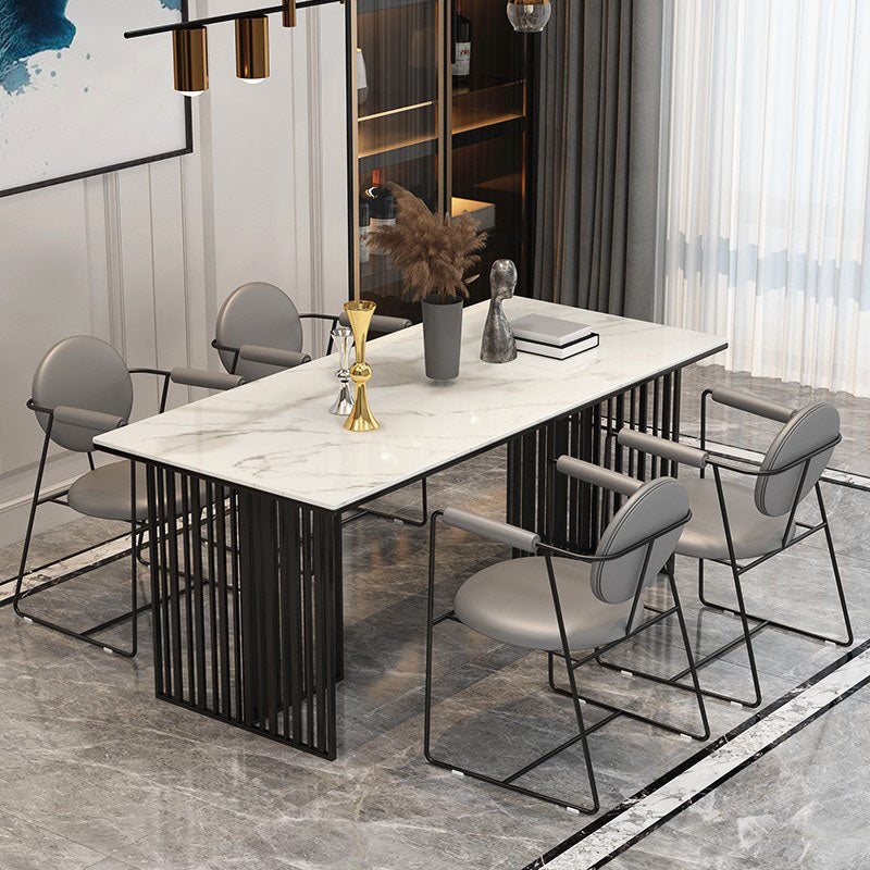 Luxury Dining Set 1/2/5 Pieces Sintered Stone Dining Table with Leather Chairs