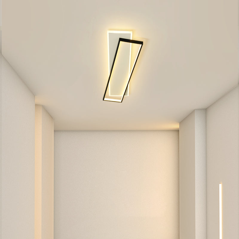 Metal Rectangular Close to Ceiling Lighting Modern LED Black Ceiling Light